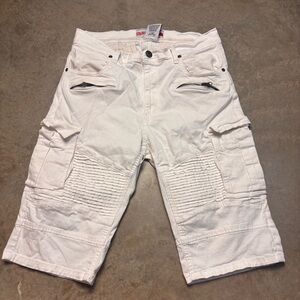 Grindhouse Denim Men's White Cargo Pocket Shorts Size: 32